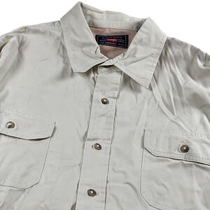 Wrangler Mens 2XL Tan Short Sleeve ButtonUp Shirt Casual Workwear SEE PIC button